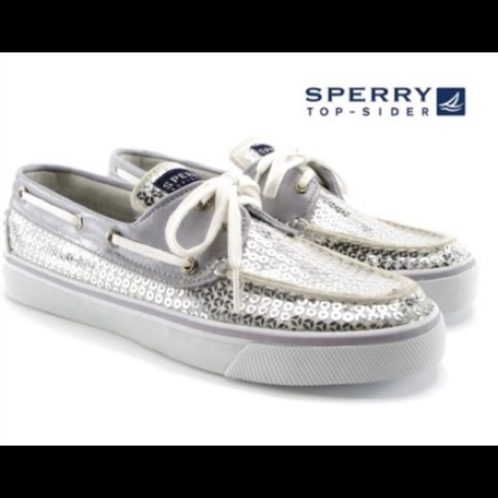 Sperry Silver Sequin Topsider Boat Shoes